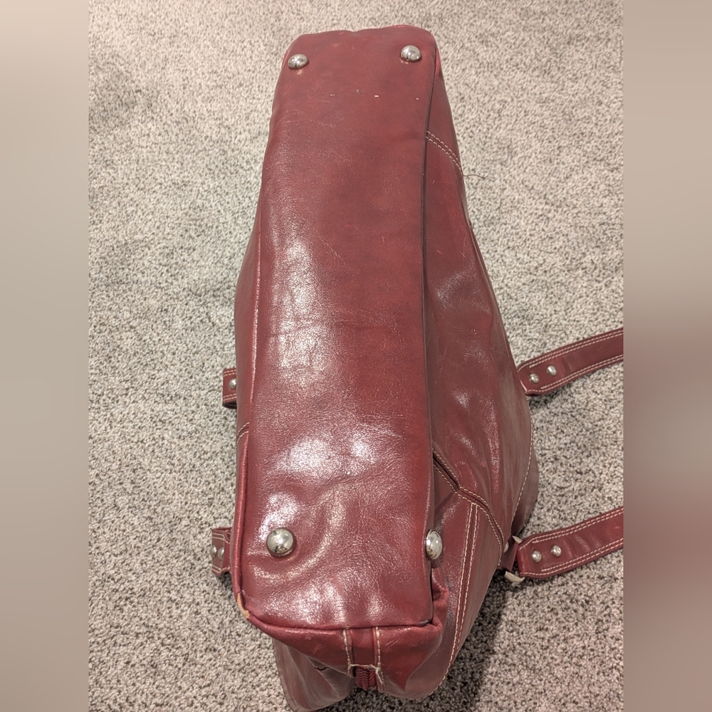 Franklin Covey Heritage Travelware Laptop Bag Triple Gusset Red Maroon Tote - Picture 7 of 16